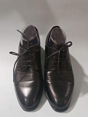 Men's Black Leather Derby Dress Shoes Classic Lace-Up. Handmade 40=size 7 Bin 11